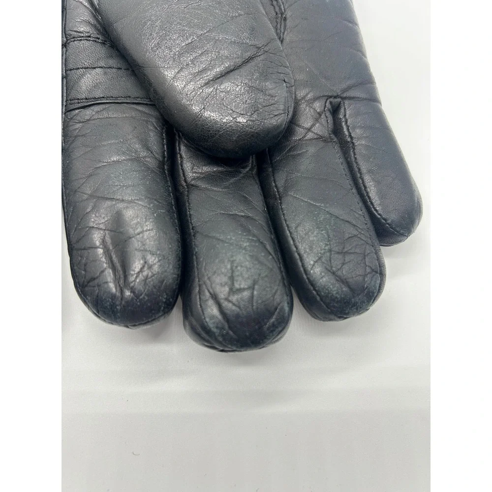 VTG Snow Star Kombi Leather Winter Gloves Women Med Black faux shearling lined